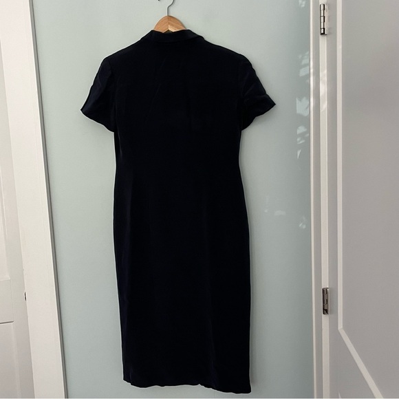 Gorgeous Navy Blue 💯 Silk Vintage Dress - Picture 5 of 7